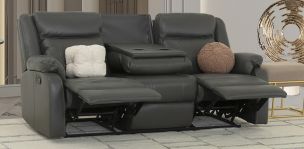 Sofá 3 Plazas Reclinable Wagner Gris 