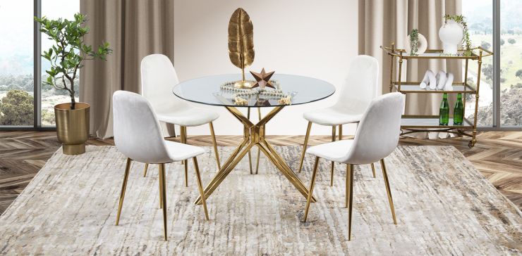 Comedor Redondo Trivor Dorado 5 Piezas
