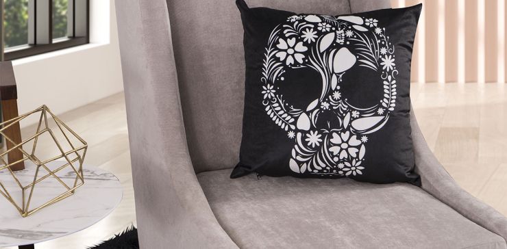 Cojín Decorativo Calavera Negro