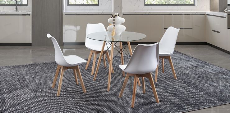 Comedor Redondo Atlas PL Con Sillas Arthus Blanco 5 Piezas