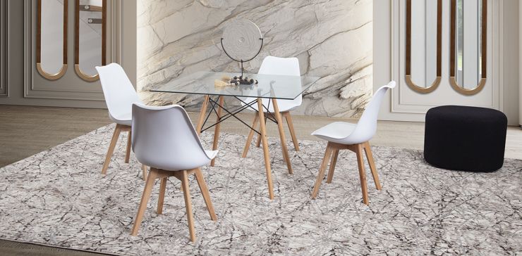 Comedor Cuadrado Atlas Con Sillas Arthus Blanco