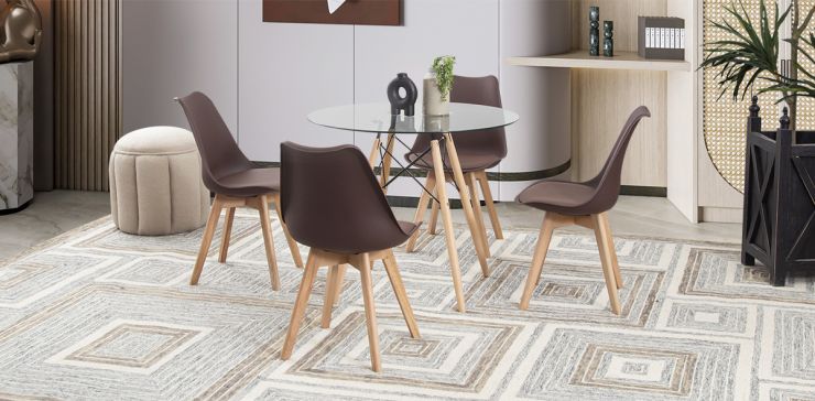Comedor Redondo Atlas PL Con Sillas Arthus Café 5 Piezas
