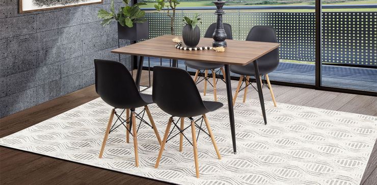 Comedor Rectangular Marla Con Sillas Atlas CR Negro 5 Piezas