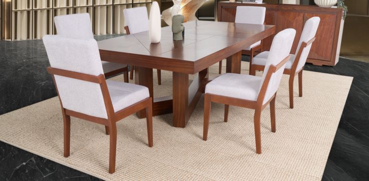 Comedor Rectangular Creta Con Sillas Blanco Winter 240 Cms