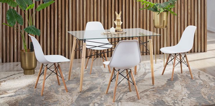 Comedor Rectangular Atlas Con Sillas Blanco