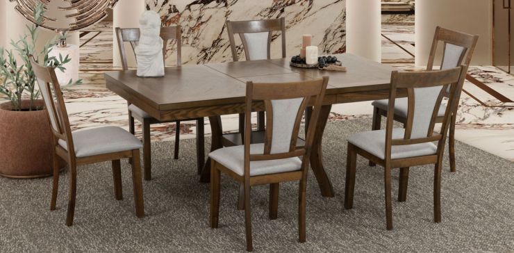 Comedor Con Extensión Revilla Gris 7 Piezas
