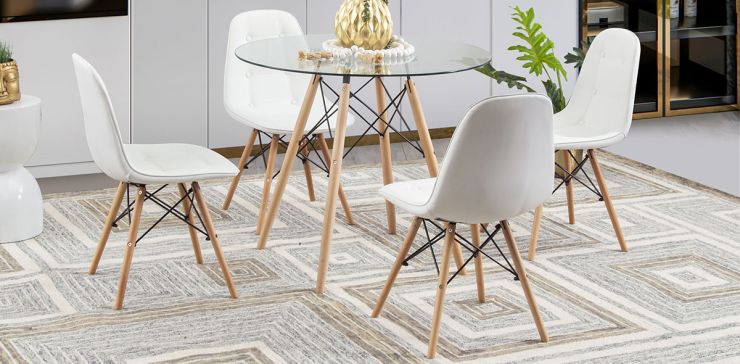 Comedor Redondo Atlas PL Con Sillas Angun Blanco