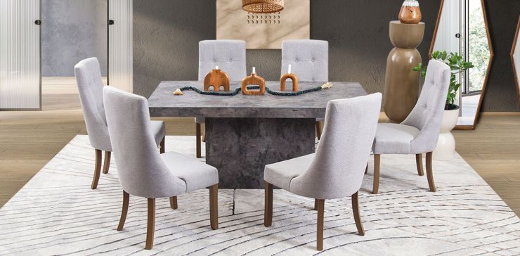 Comedor Rectangular Stone Gris 7 Piezas