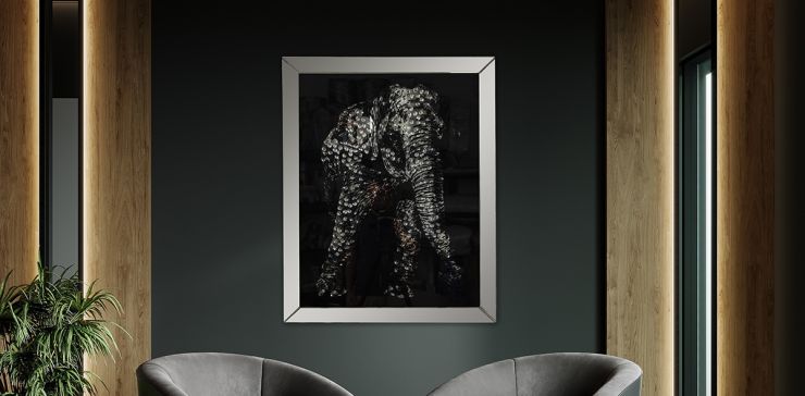 Cuadro Figura Elefante Cristal GD-9643 Negro
