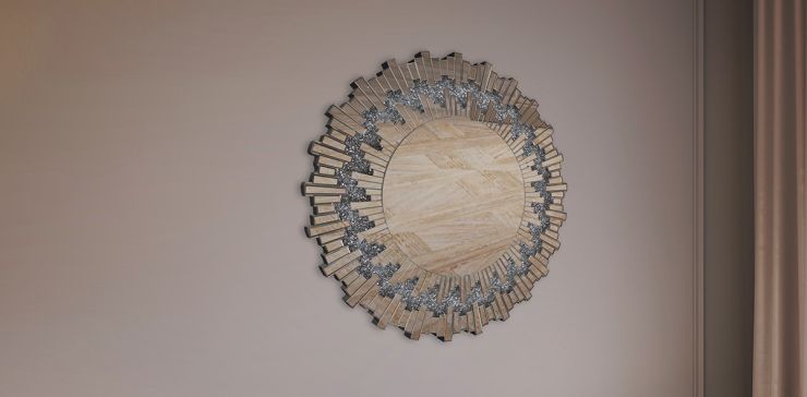 Espejo De Pared Con Sistema De Luz Led Sun Plata