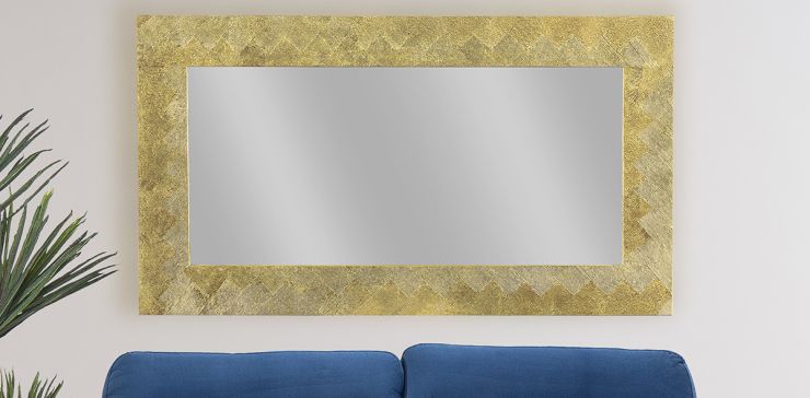 Espejo Decorativo 160x90 Cm Oro Rombo