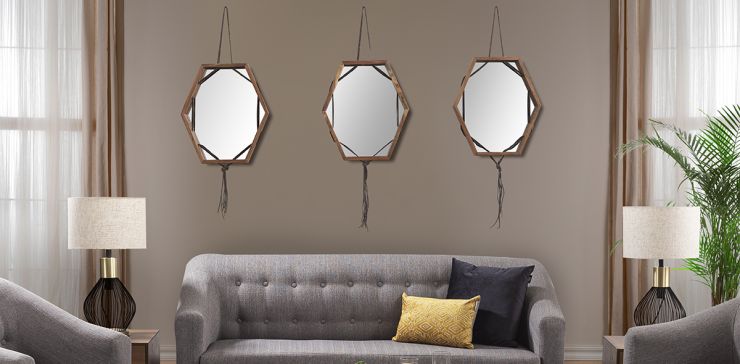 Espejo Decorativo Nakai Triptico Parota