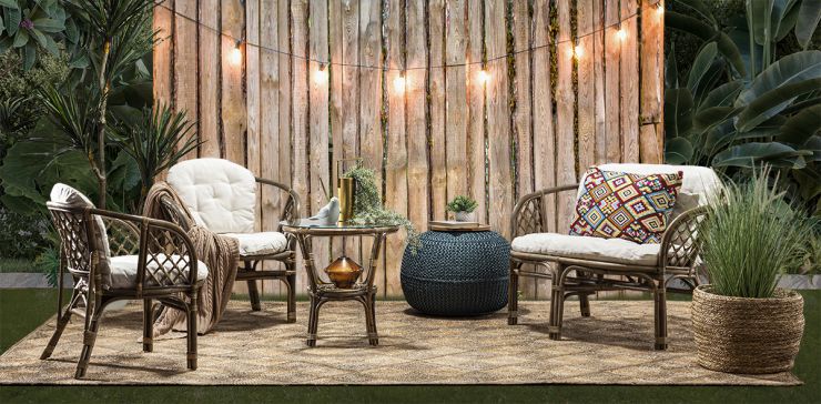 Juego De Jardín 4 Piezas Bahama Living Set Rattan