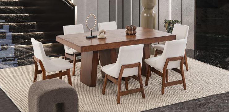 Comedor Odette 180 Cm Con Sillas Odette Alamo Beige 7 Piezas