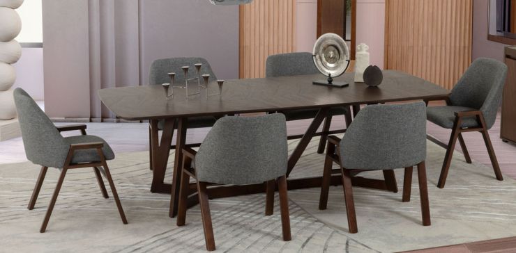 Comedor Rectangular Valenza Gris 7 Piezas