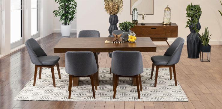 Comedor Odette PL Con Sillas Olaf Gris 7 Piezas