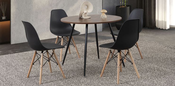 Comedor Marla Redondo Con Sillas Atlas PL 5 Piezas
