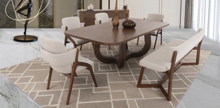Comedor 240 X 120 Cm Edra Con Sillas Enzo Y Banca Edra Café 6 Piezas