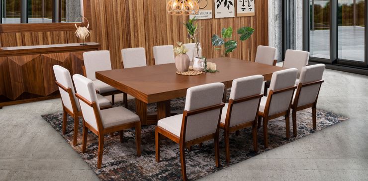 Comedor Rectangular Creta Con Sillas Arena 260 Cms