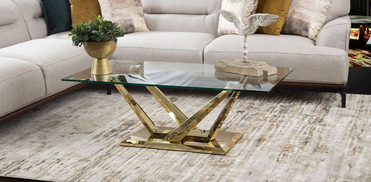 Mesa De Centro Rectangular Royal Gold Lv