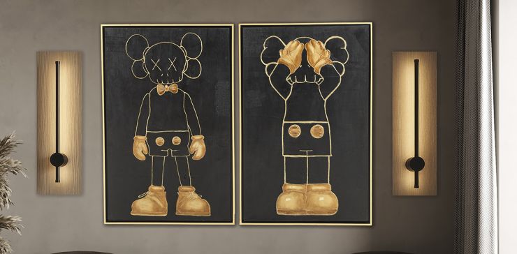 Cuadro Decorativo Al Oleo Kaos CL Negro 2 Piezas