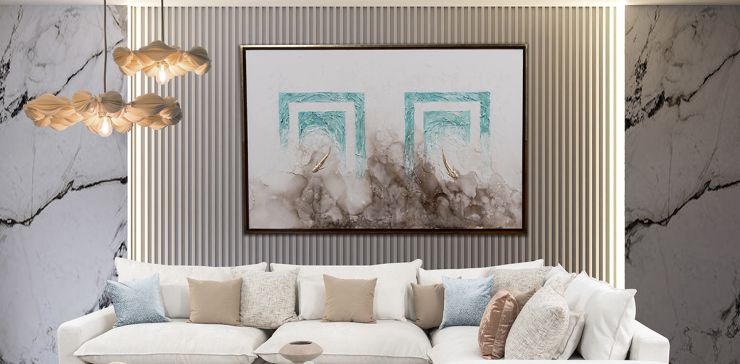Cuadro Decorativo Al Oleo Koi CL Azul
