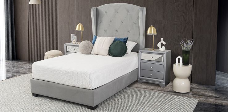 Recámara Matrimonial Perla Plus Gris 3 Piezas