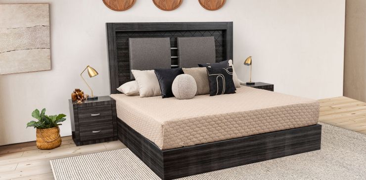 Recámara King Size Cairo Plus Gris 3 Piezas
