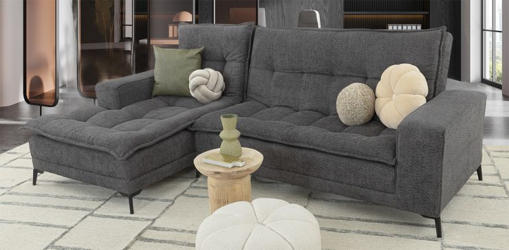 Sala En L Con Respaldo Abatible Izquierda Jennifer Gris Charcoal