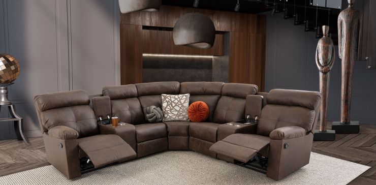 Sala Modular Con Reclinable Liam Plus Café