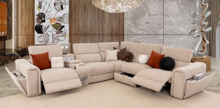 Sala Modular Con Reclinables Eléctricos Y Sistema De Sonido Envolvente Beat Beige
