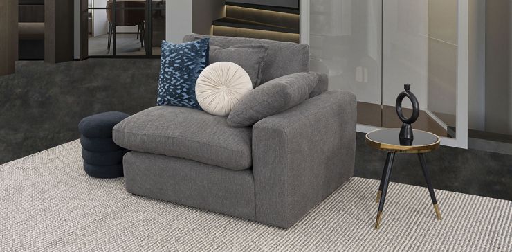 Sillón Con Brazo Derecho Romelly Gris