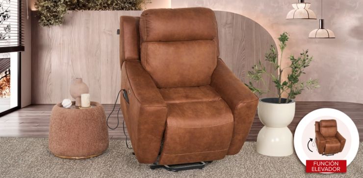 Sillón Reclinable Eléctrico Clovis Café Camel (Boal)