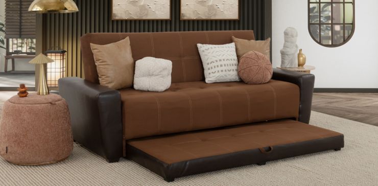 Sofá Cama Con Cama Baja Irlanda Capuchino Suede