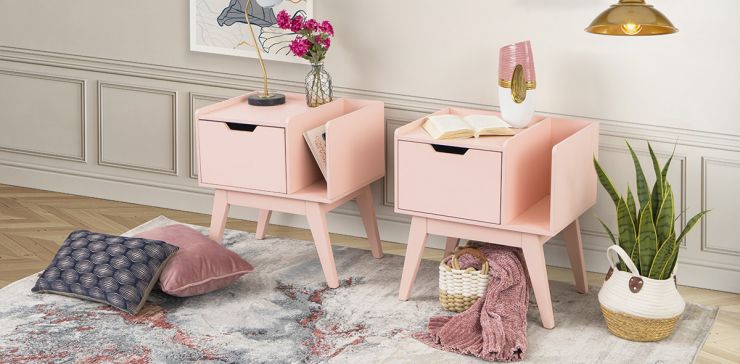 Buró Con Revistero Zeus Rosa