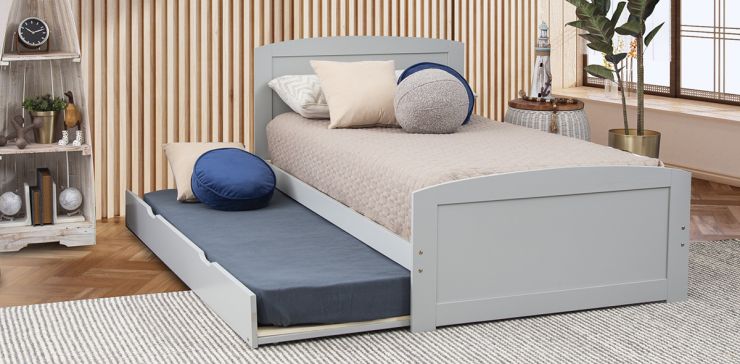 Cama Individual Con Cama Baja Tommy II Gris