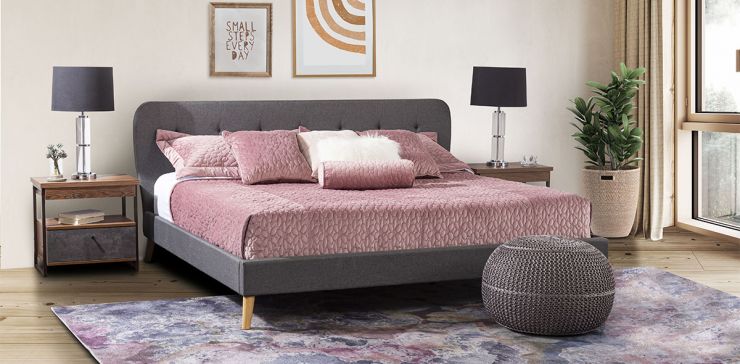 Cama Tapizada King Size Symphony Gris 