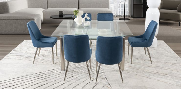 Comedor Cuadrado Enkel II Azul 7 Piezas