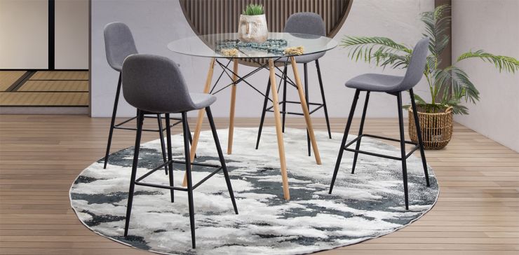 Comedor Bar Redondo Atlas Con Bancos Arlo Gris