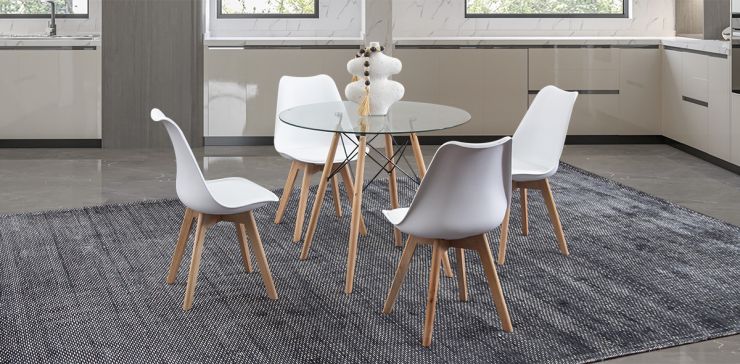 Comedor Redondo Atlas PL Con Sillas Arthus Blanco 5 Piezas