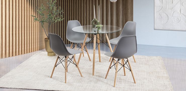 Comedor Redondo Con Sillas Atlas Gris