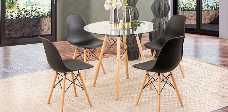 Comedor Redondo Con Sillas Atlas Negro