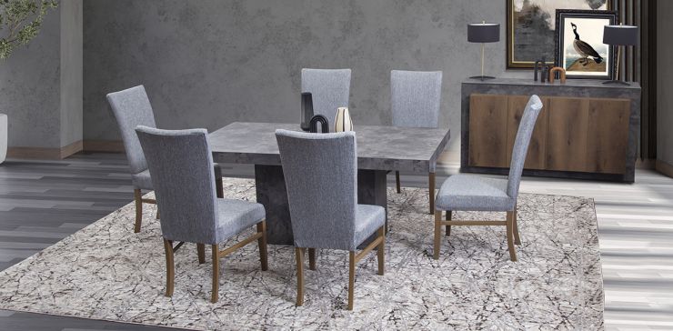 Comedor Rectangular Stone 180 cms con Sillas Mix Crudo Jaspe