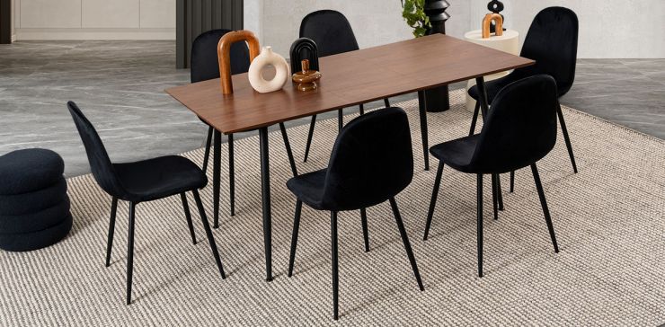 Comedor Con Extensión Camargo Negro 7 Piezas