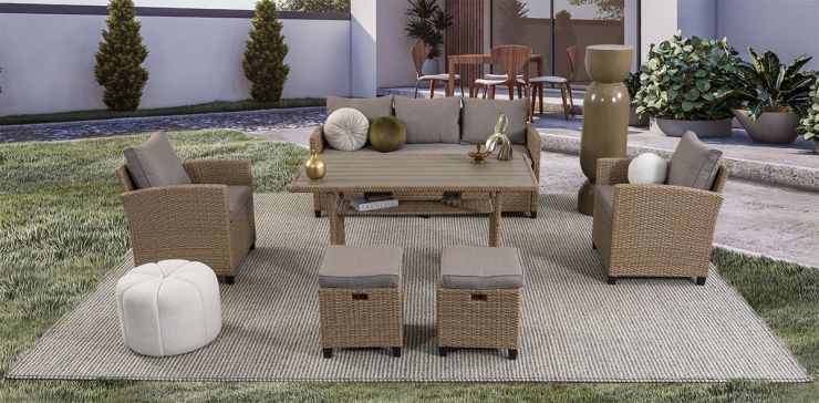Comedor De Jardín Set   Albany Gris/Caf&eacute; Rattan