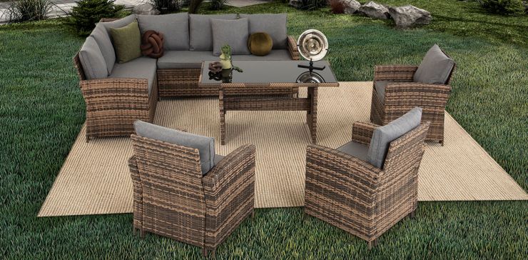 Set De Jardín Rattan Terra Gris