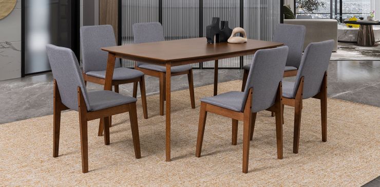 Comedor Rectangular Lexington Gris 7 Piezas