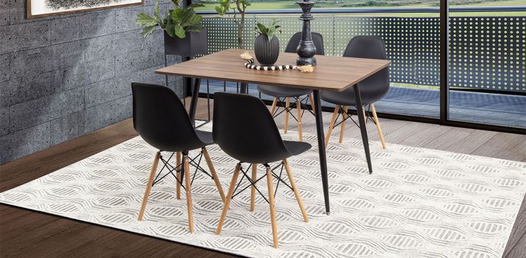 Comedor Rectangular Marla Con Sillas Atlas CR Negro 5 Piezas