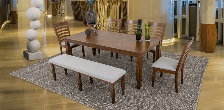 Comedor Rectangular 200 Cm Borja Café 7 Piezas