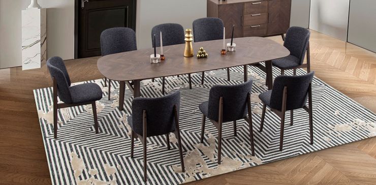 Comedor Rectangular Graz Gris 9 Piezas